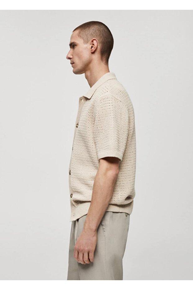 Düğmeli triko polo gömlek - 8