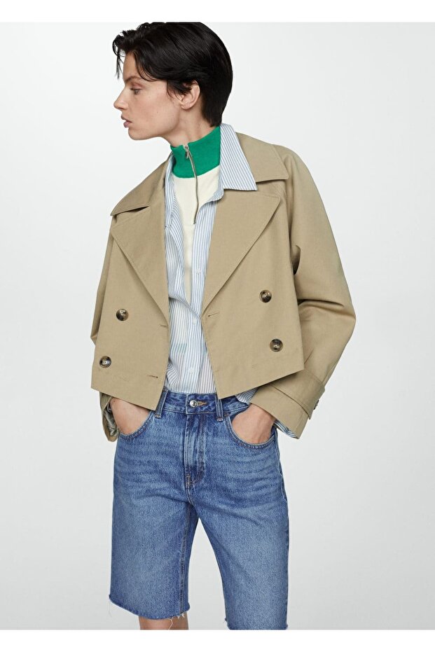 Paçaları dikişsiz denim bermuda şort - 6