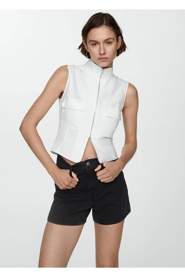 Yüksek belli denim şort - 8
