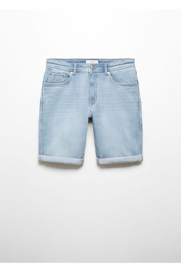 Slim fit kot bermuda şort - 3