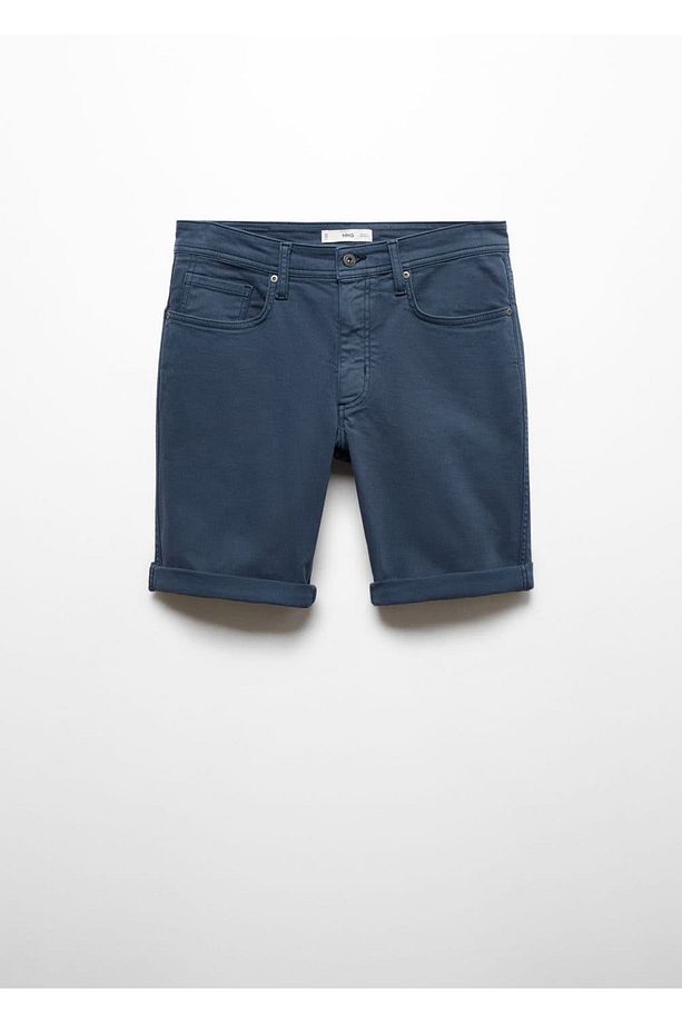 Slim fit kot bermuda şort - 3