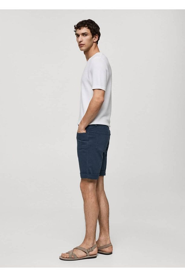 Slim fit kot bermuda şort - 5
