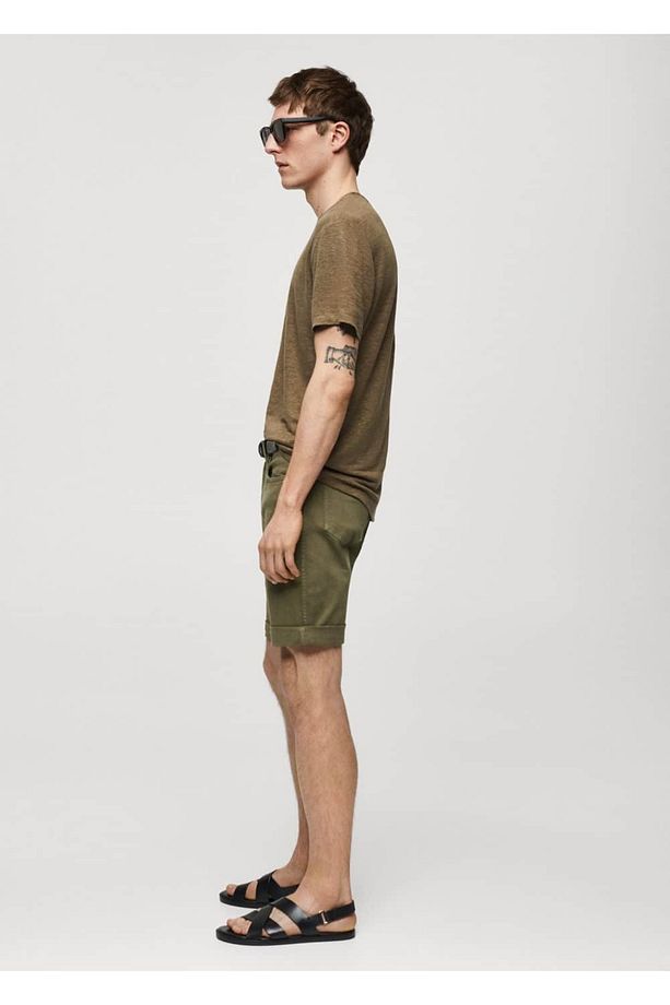 Slim fit kot bermuda şort - 5