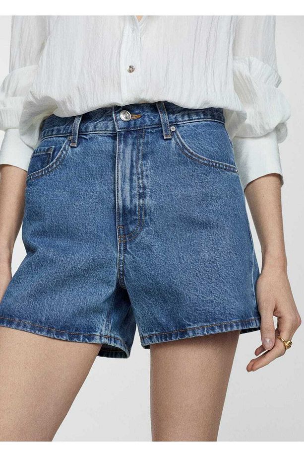 Yüksek belli denim şort - 1