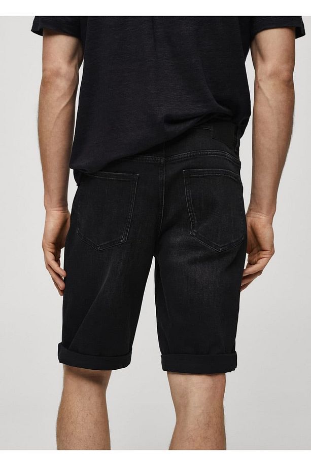 Slim fit kot bermuda şort - 7