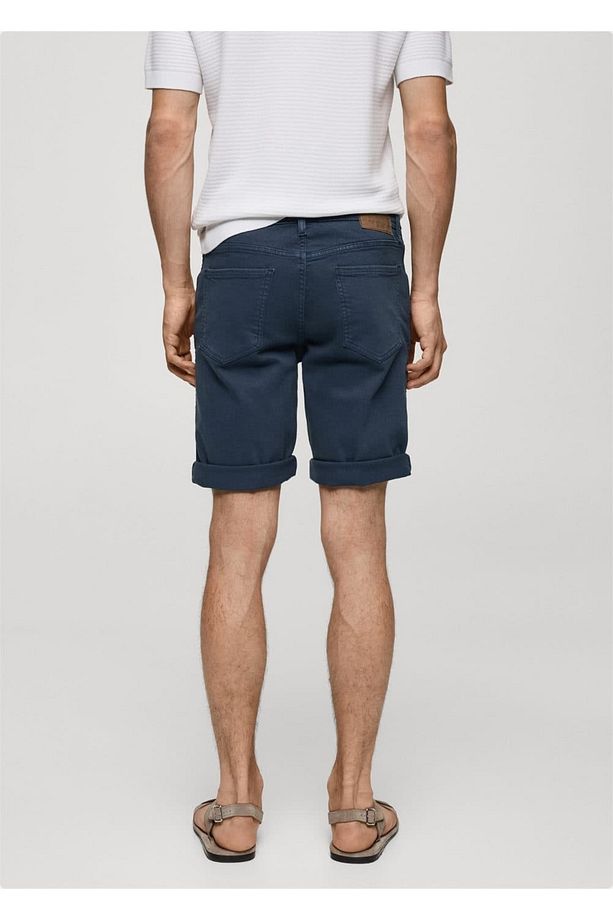 Slim fit kot bermuda şort - 4