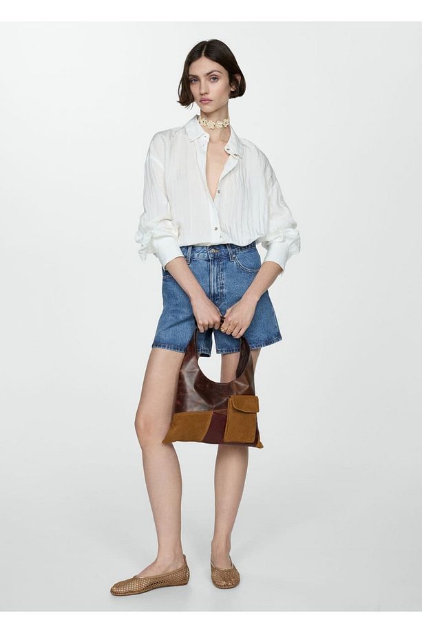 Yüksek belli denim şort - 2