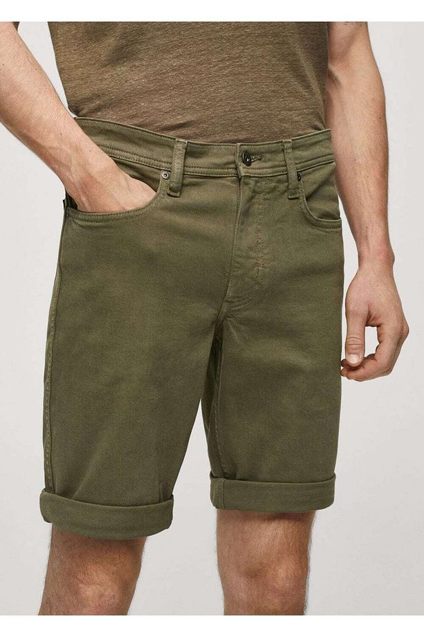 Slim fit kot bermuda şort - 7