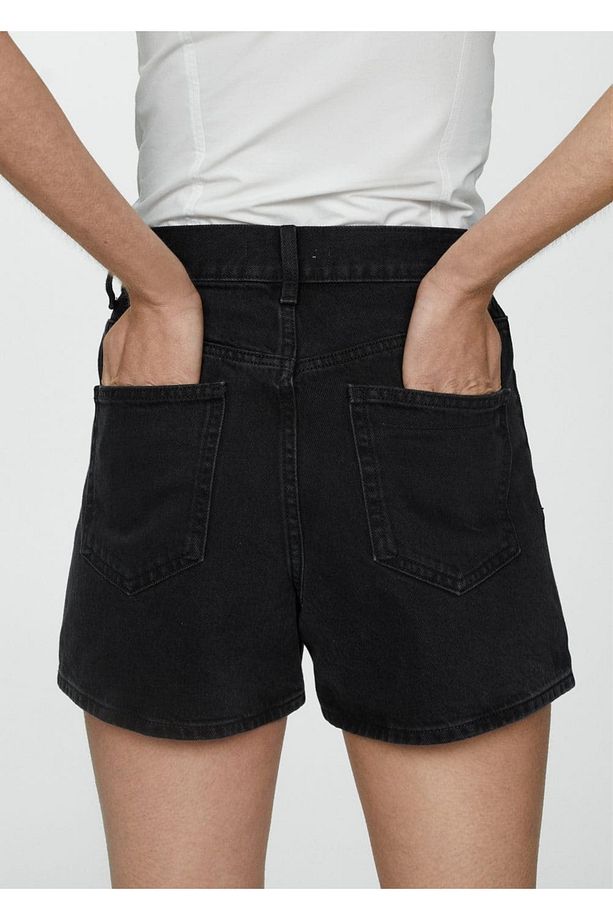 Yüksek belli denim şort - 5
