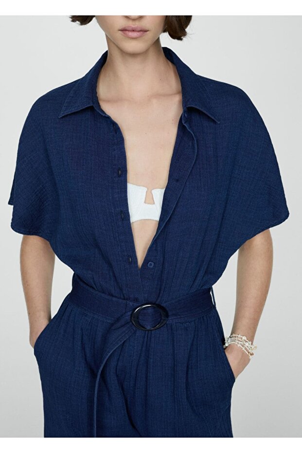 Denim gömlek tulum - 8