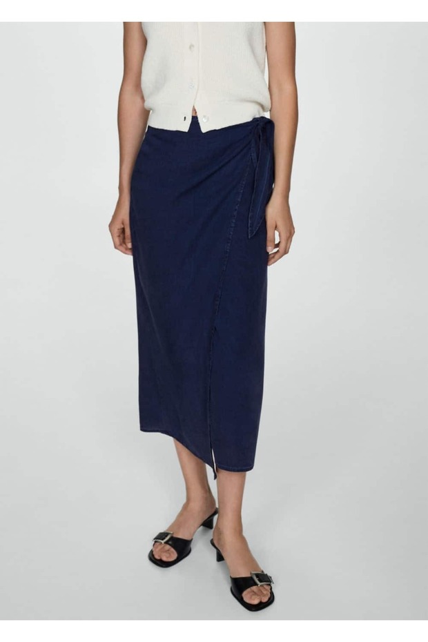 Lyocell Bağ Detaylı Etek - 1