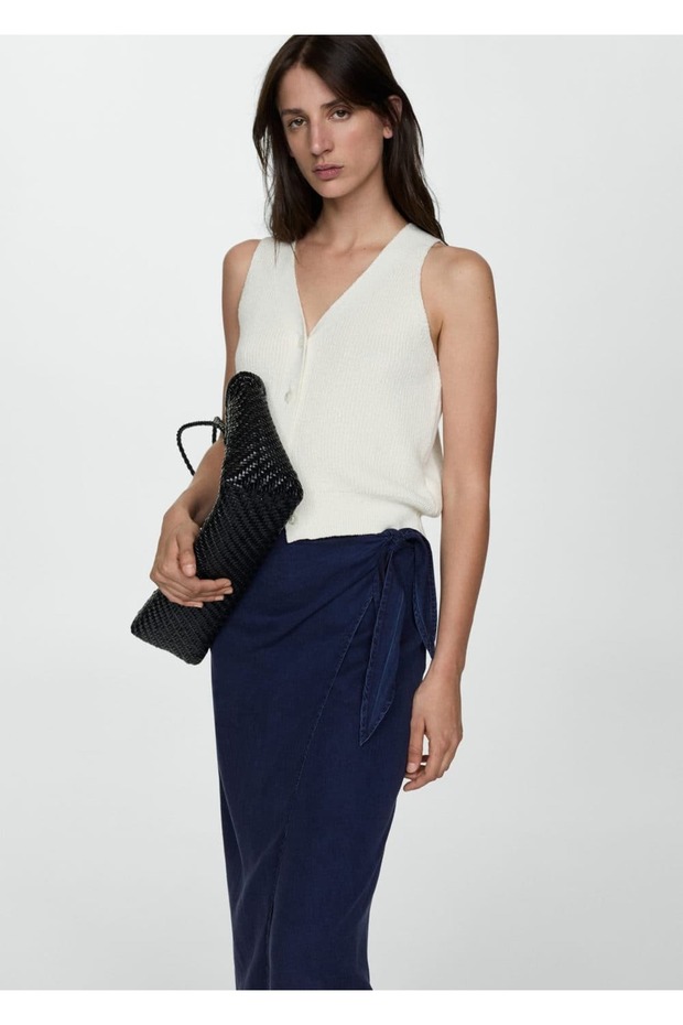 Lyocell Bağ Detaylı Etek - 5