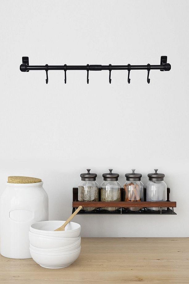 Siyah Metal Ergonomik Askılık Mutfak Ve Banyo Askısı - 3