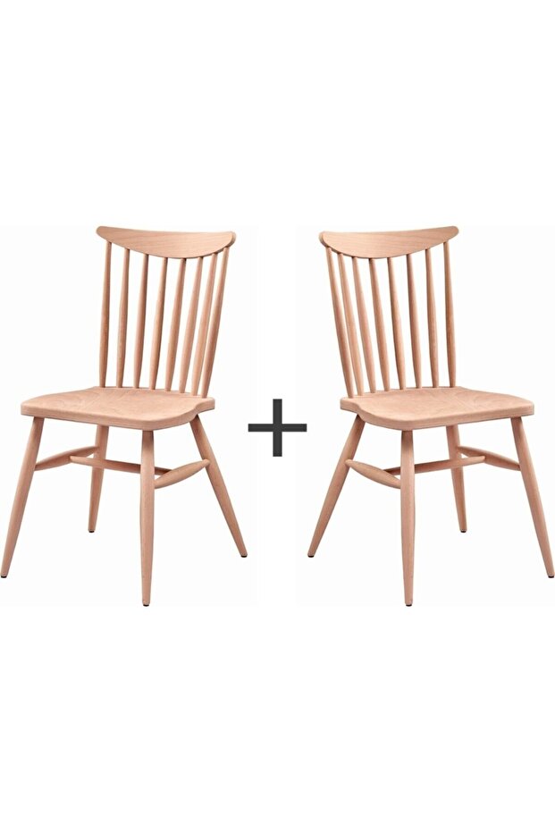 Yıldız Sandalye 2 Li Ahşap Ham - 1