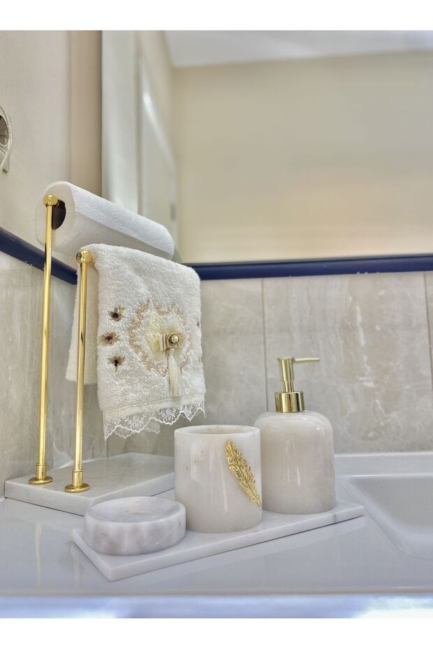 Mermer 4'lü Figürlü Banyo Seti - 4