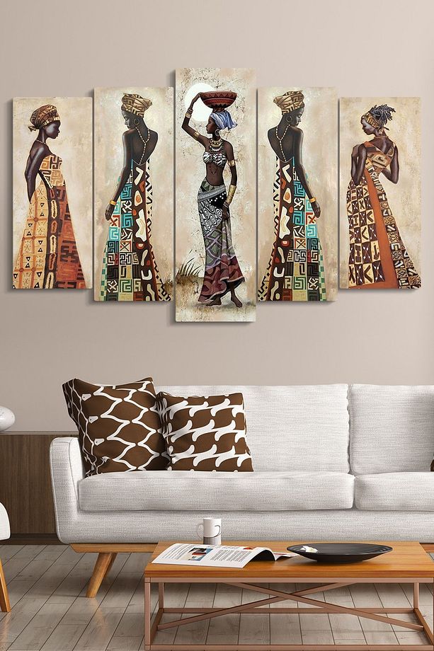Afrikalı Kadınlar 5 Parçalı Mdf Tablo - 4