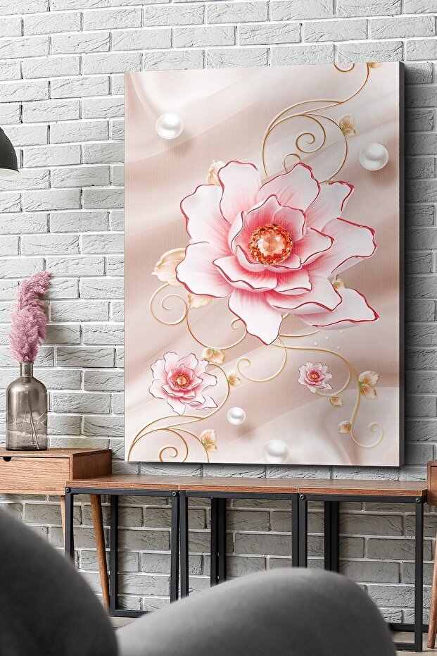 Pembe Çiçekler Kanvas - Canvas Tablo - 2