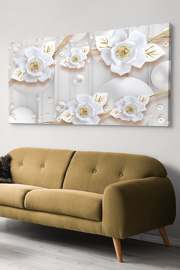 Gold Flowers One Piece Canvas Canvas Painting
