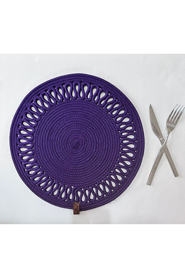 Decorative Wavy Jute Woven Plate American Service Tripod Purple