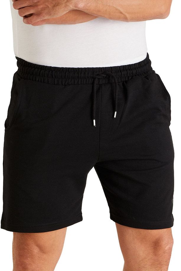 Erkek Regular Fit Siyah Düz Şort - 1