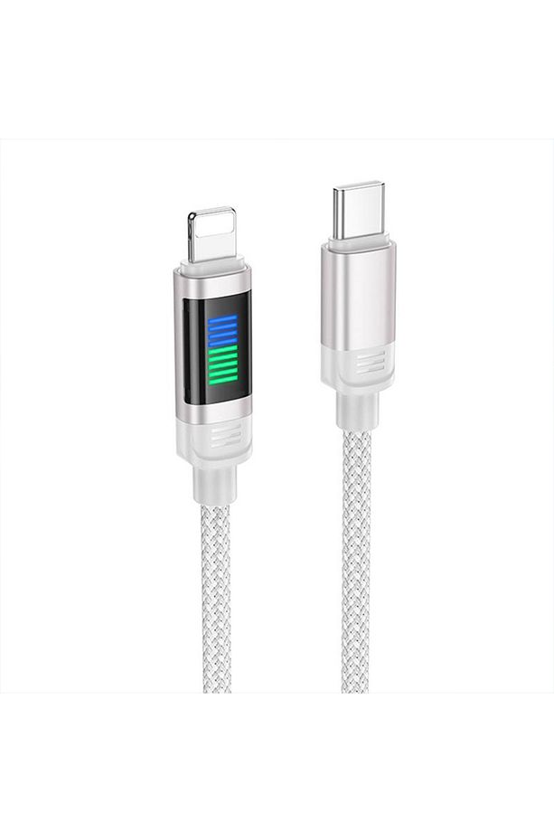 U126 Lantern 100W Type-C to iPhone Lightning Hızlı Data ve Şarj Kablosu GRİ - 1