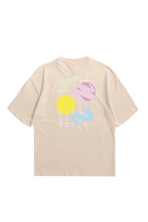 Eazy Bej Abstract Shapes Unisex Oversize Baskılı Kısa Kollu T-shirt - 2