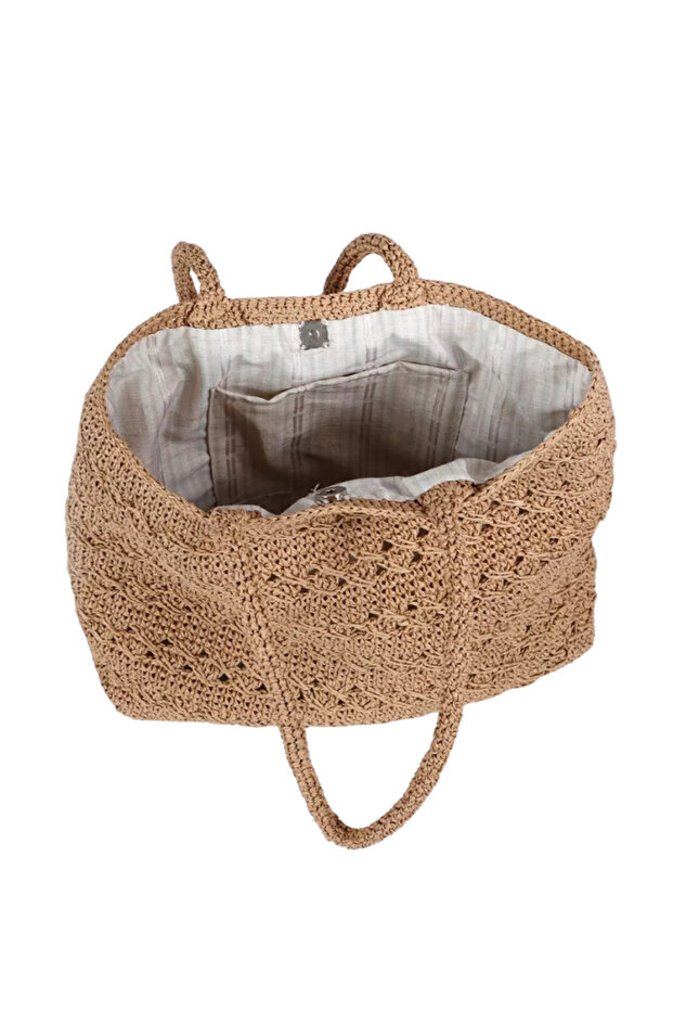 Yurda Kağıt İp Hasır Omuz Çantası - 3