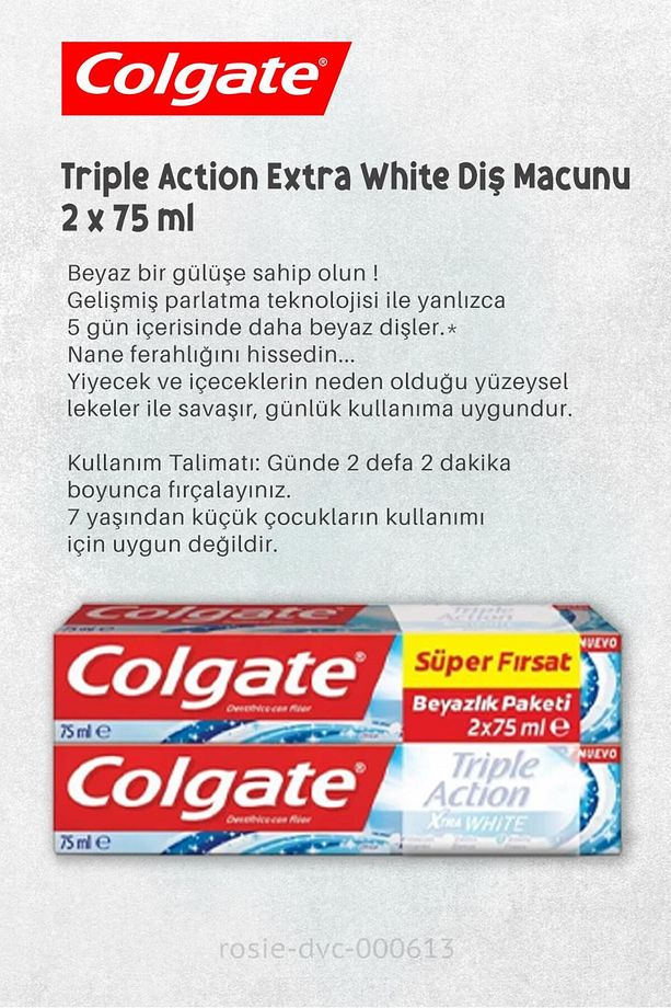 11 AL 10 ÖDE Colgate Triple Action Extra White Diş Macunu 2 x 75 ml ve ROSIE - 2