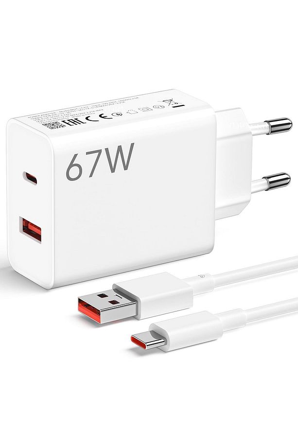 . 67 Watt Turbo Hızlı Şarj Aleti Cihazı + 6A Type-c Kablo Set Note 13 Pro M6 Pro 13c x6 Pro 12s - 1