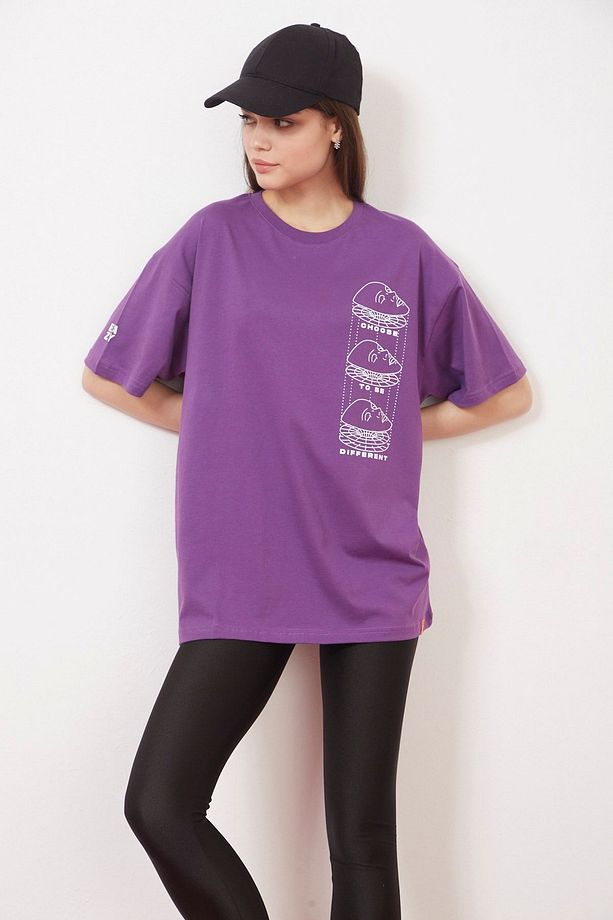 Eazy Mor Choose Different Unisex Oversize Baskılı Kısa Kollu T-shirt - 3