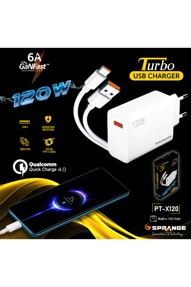 120W Ultra Hızlı TYPE-C Şarj Aleti USB To TYPE-C - 3