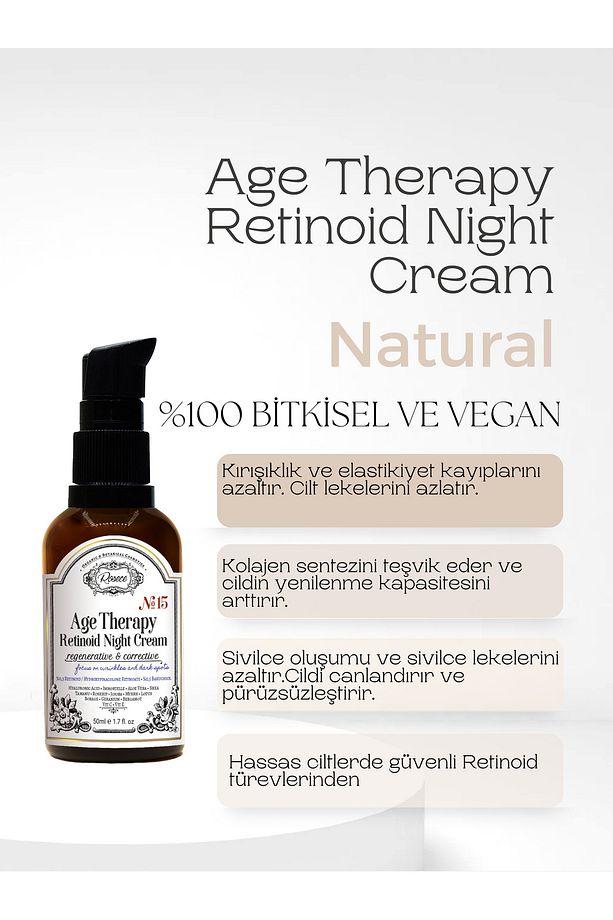 Age Therapy Retinoid Gece Kremi | Bakuchiol & %0.3 Retinoid | Hassas Dahil Tüm Cilt Tipleri | 50ml - 1