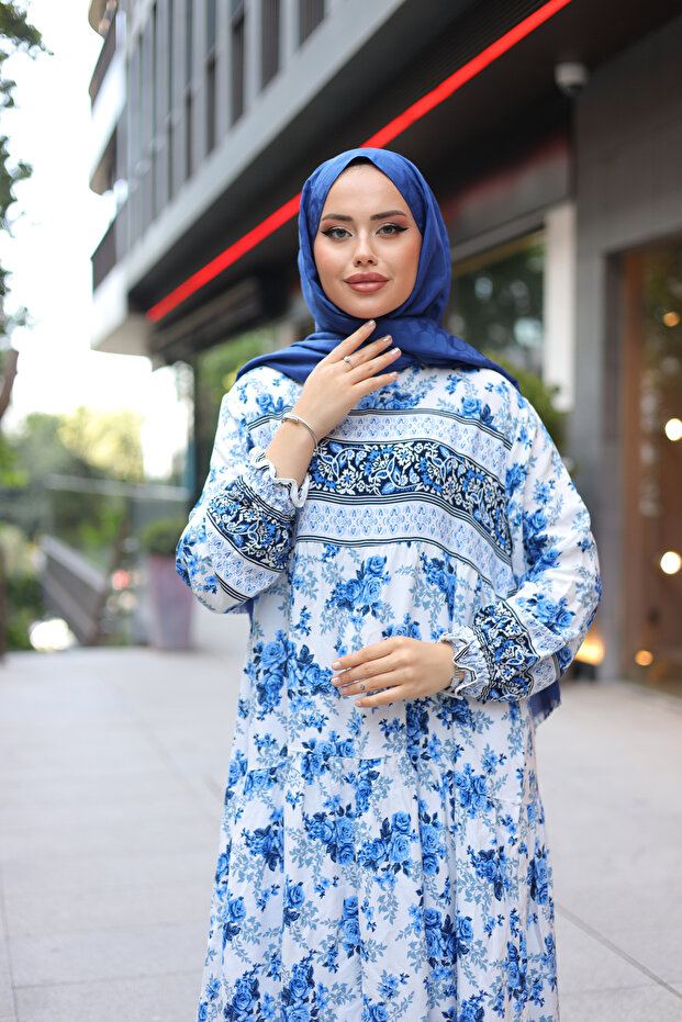 فستان طويل منقوش - 4