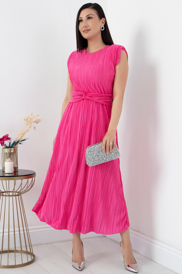 Oval Yaka Omuz Vatkalı Elbise GRS3448 - 3