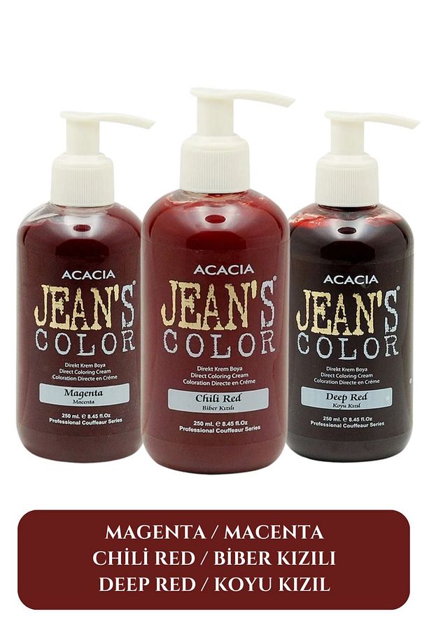 Amonyaksız Macenta + Biber Kızılı + Koyu Kızıl Renkli Saç Boyası Seti 250 ML - 1