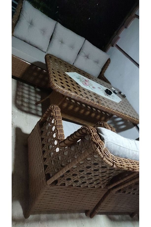 Rattan çay seti kahve rengi - 2