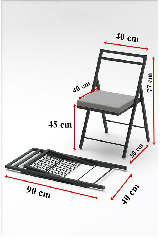 1 Adet Katlanır Metal Sandalye Minderli Bistro Sandalye 2024s - 7