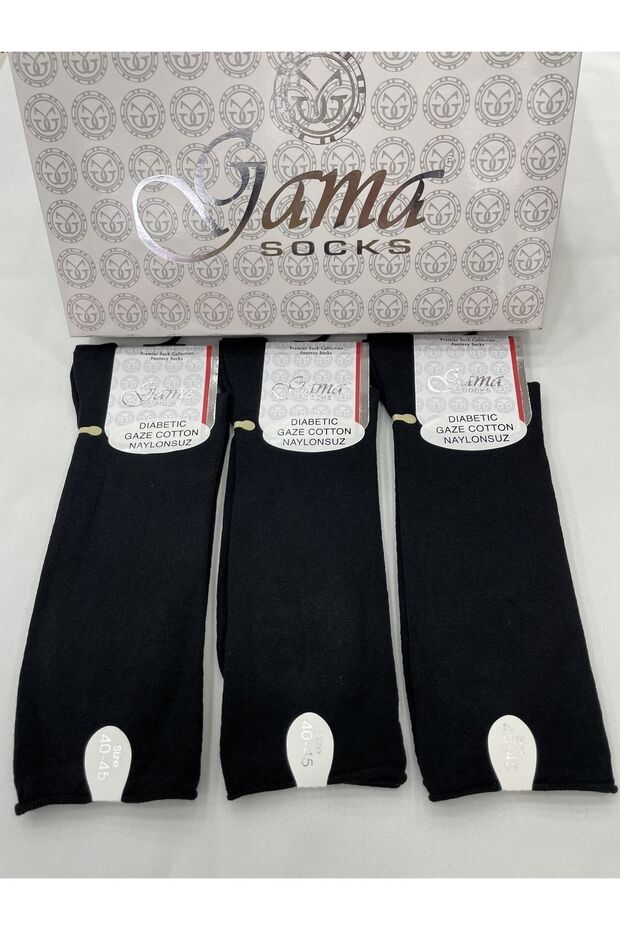 3 Pieces of Gaze Cotton Elasticless (Diabetic) Nylon-Free 100% Natural Thin Summer Men's Socks