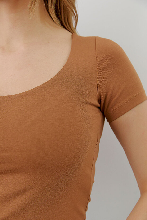 U Yaka Önü Double Tshirt - 7