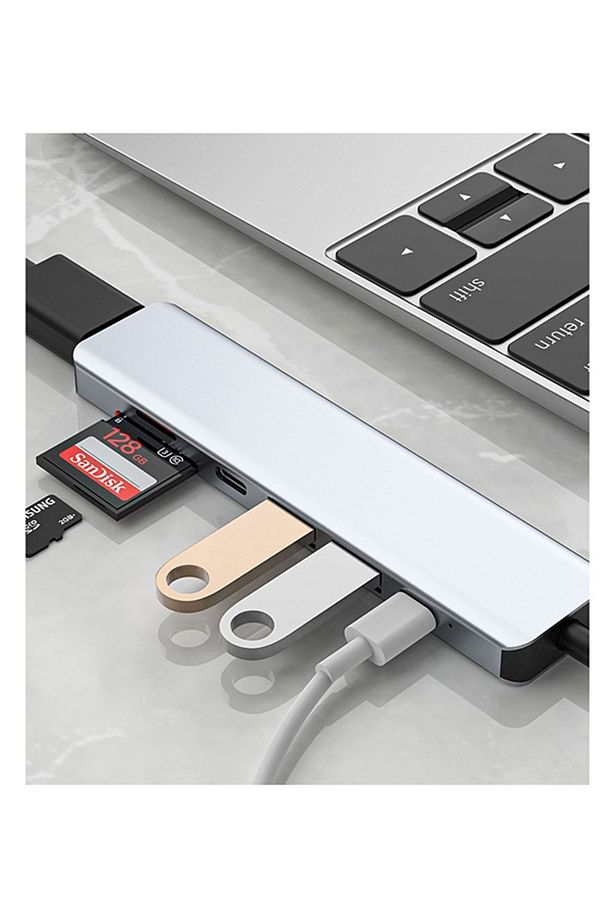 Cf08 Macbook Uyumlu Type-c To 4k 1080p Uhd Hdmı Type-c Pd Şarj 2 Usb3 Çevirici Hub Adaptör - 2