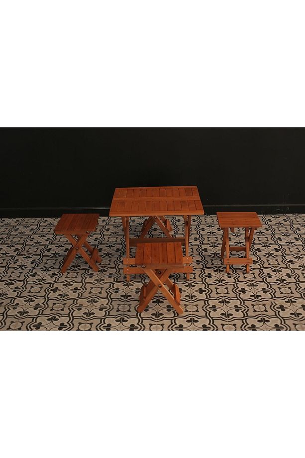 Ahşap Katlanır Masa Tabure Piknik/kamp Set. Masa Takımı - 2