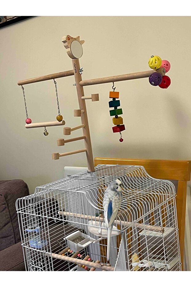 Parrot cage top giant double mirrored bird figured stress ball game track