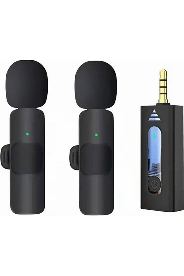 K35 Kablosuz Wireless Jaklı Tak Çalıştır Android Telefon Araç Uyumlu Çiftli Yaka Mikrofonu - 1