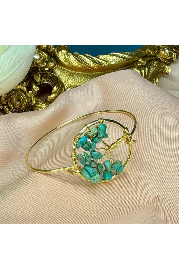 Turquoise Tree of Life Charm Natural Stone Bracelet