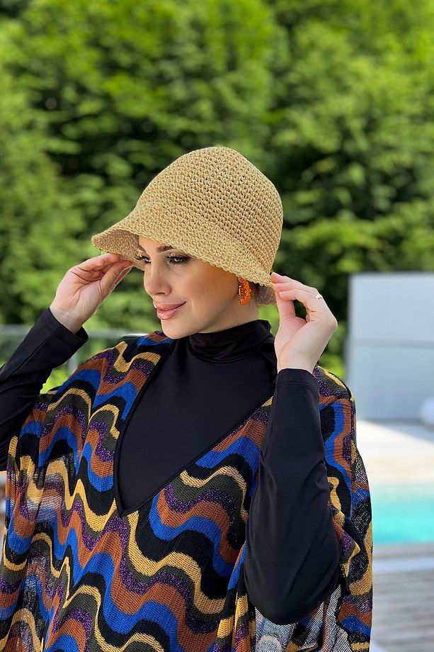 El Örgü Hasır Şapka RŞ-83 Camel - 2