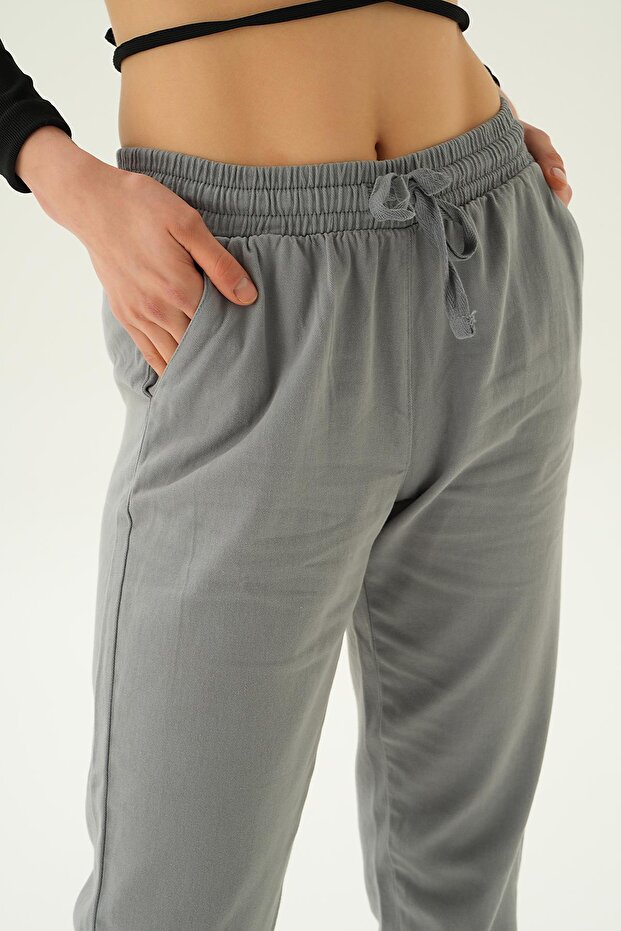 بنطلون رمادي موديل 4228 بأرجل شرابة - 5