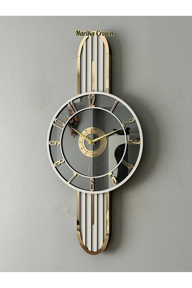 Modern Tasarımlı Ahşap ve Aynalı Duvar Saati - Evinize Estetik Dokunuş (66 cm) - 1
