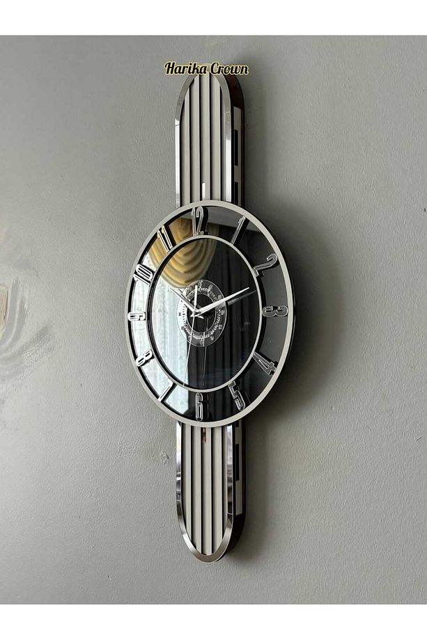 Modern Tasarımlı Ahşap ve Aynalı Duvar Saati - Evinize Estetik Dokunuş (66 cm) - 3