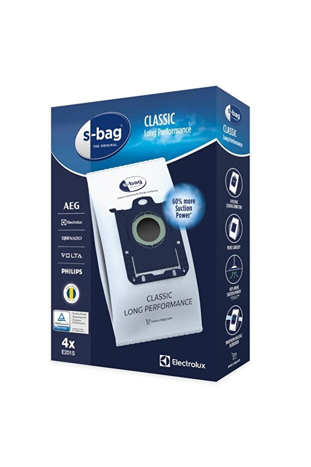 E201S S-Bag كلاسيك لونج بيرفورمانس، حقيبة غبار مكونة من 4 قطع