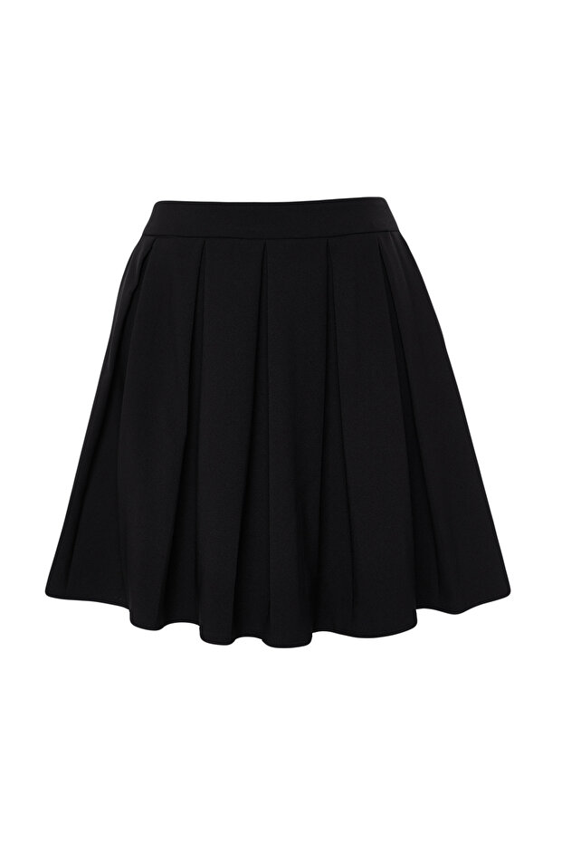Siyah Pileli Mini Dokuma Etek TWOSS24ET00222 - 6